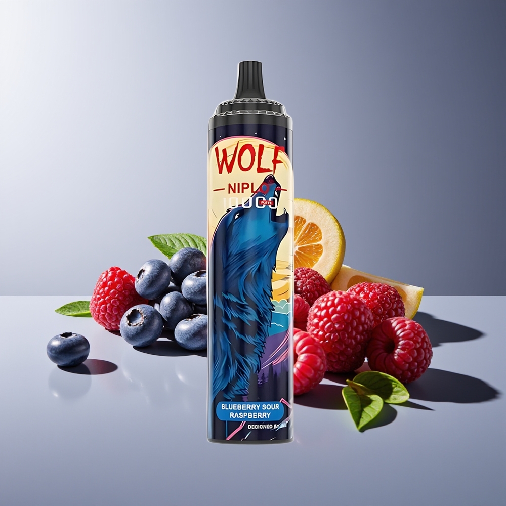 JNR Wolf Niplo 10000 Puffs 1.0 Ohm Mesh 650mAh 20ml Tipo-C Carga Rápida Arándano Agrio Frambuesa
