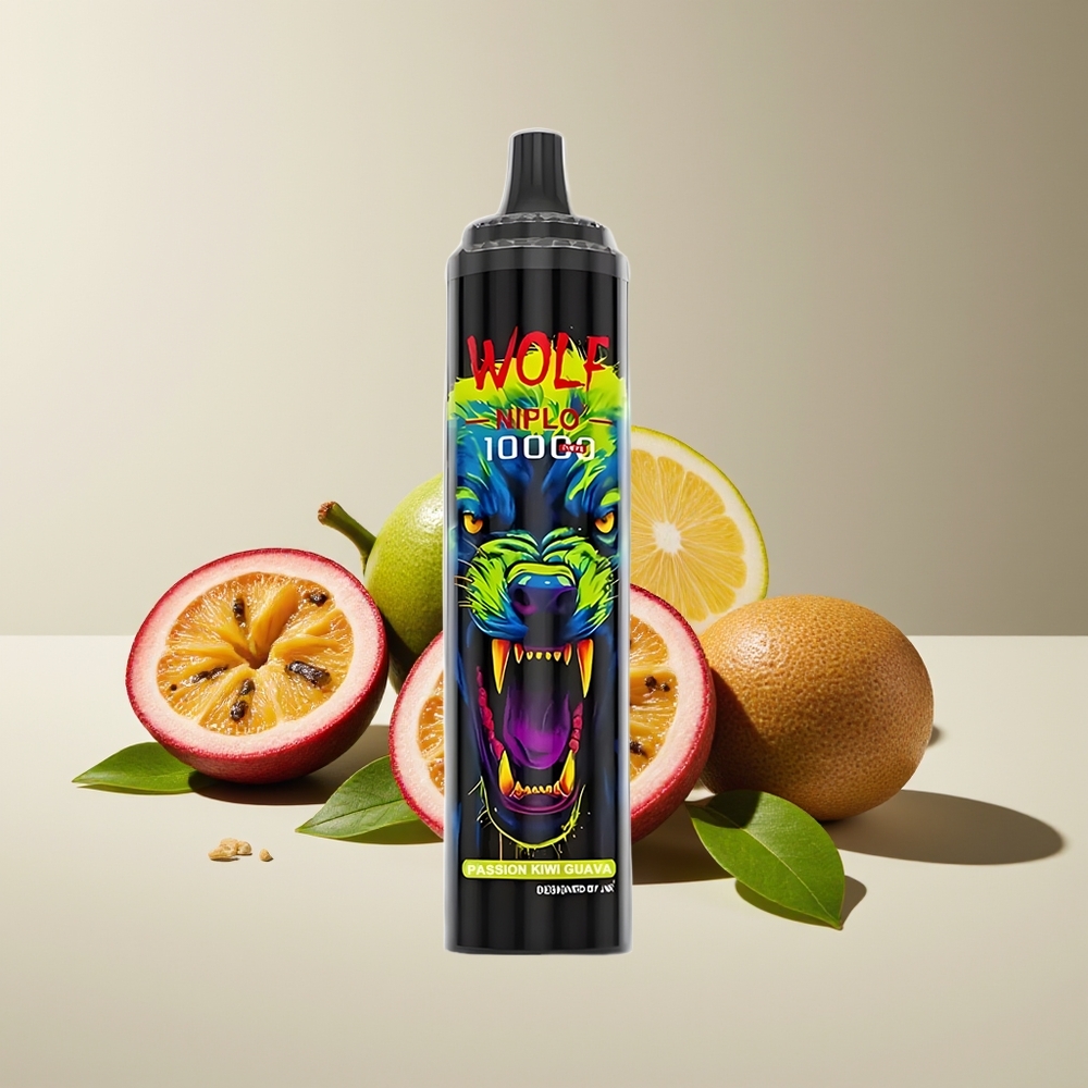 JNR Wolf Niplo 10000 Puffs 1.0 Ohm Mesh 650mAh 20ml Tipo-C Carga Rápida Pasión Kiwi Guayaba