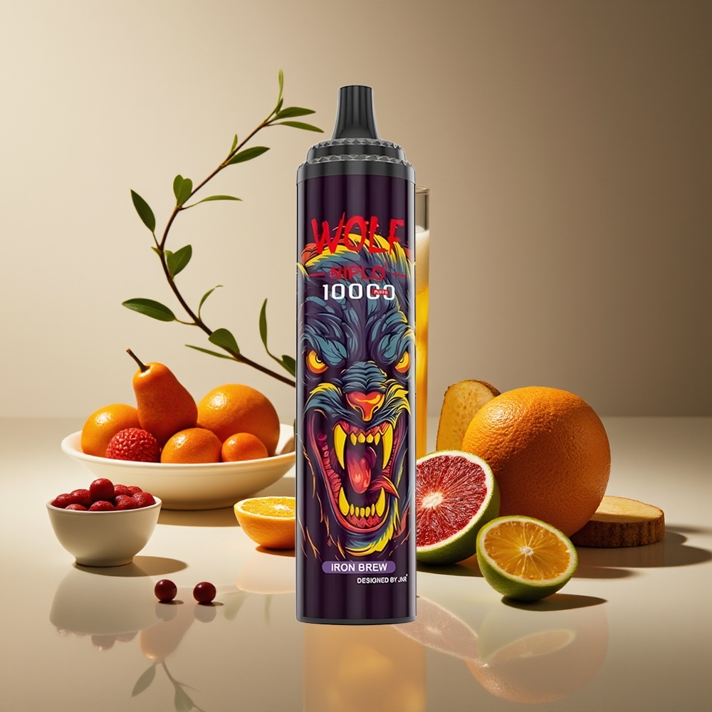 JNR Wolf Niplo 10000 Puffs Malla 1.0 Ohm 650mAh 20ml 0/2/5% Tipo-C Carga Rápida Brew de Hierro