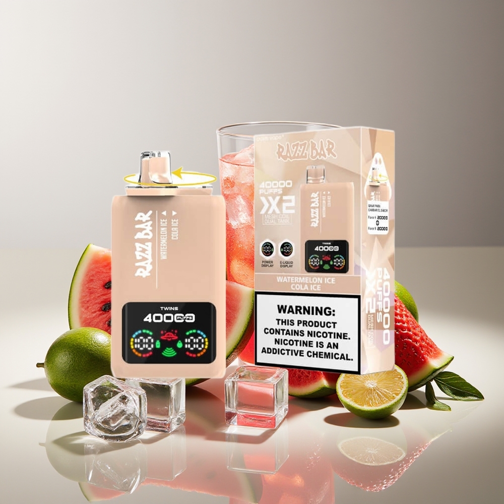Razz Bar 40000 Puffs Pantalla de Potencia 1.0Ohm 2 Malla Doble Sandía Helada - Cola Helada