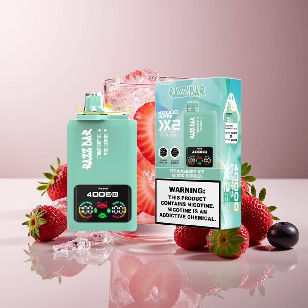 Razz Bar 40000 Puffs Pantalla de Potencia Fresa Helada - Frutas del Bosque Mixtas
