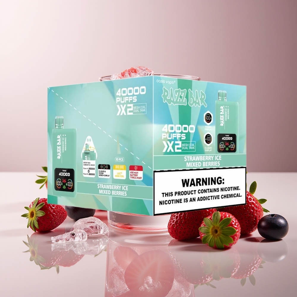 Razz Bar 40000 Puffs Pantalla de Potencia Fresa Helada - Frutas del Bosque Mixtas