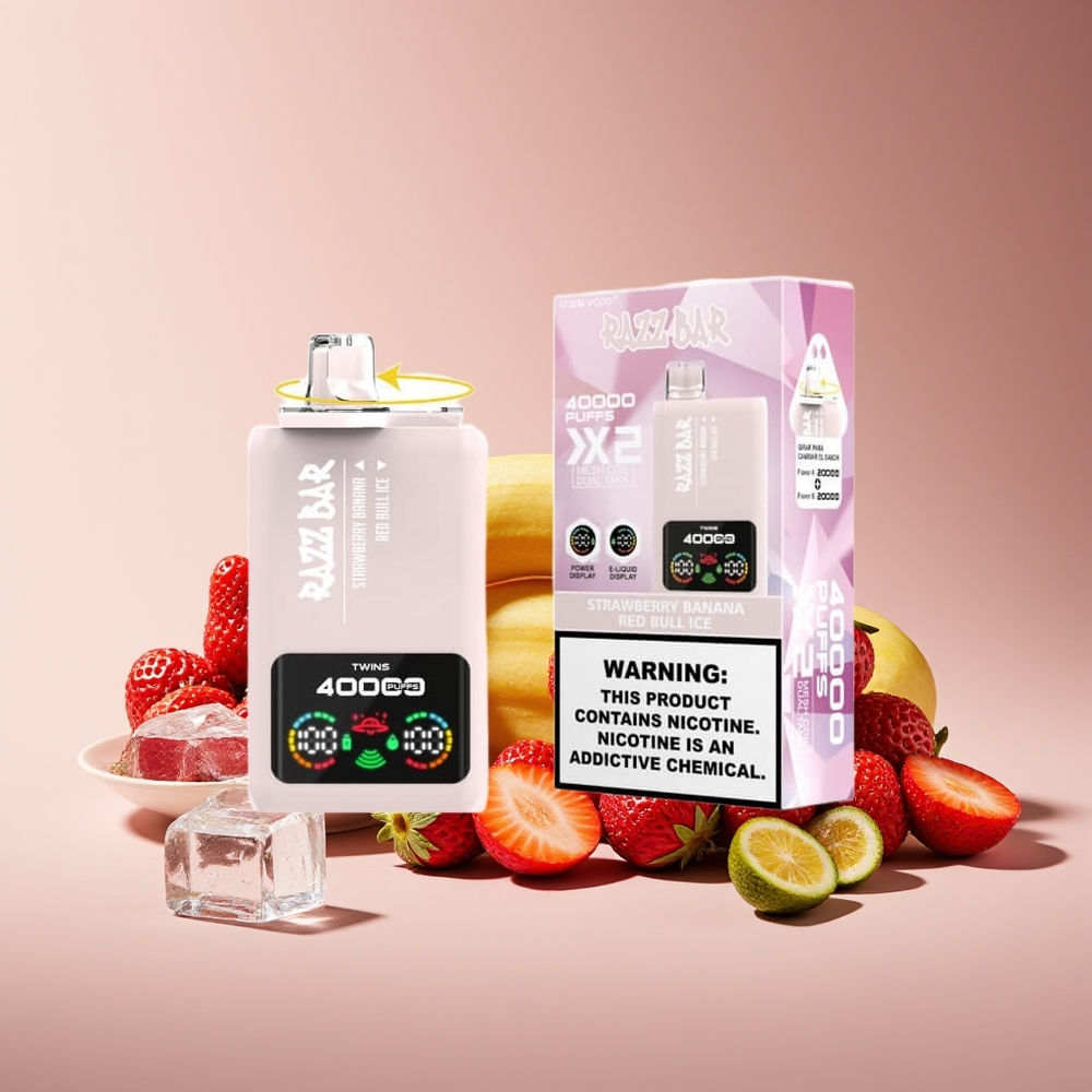 Razz Bar 40000 Puffs Pantalla de Potencia Fresa Plátano - Toro Rojo Hielo