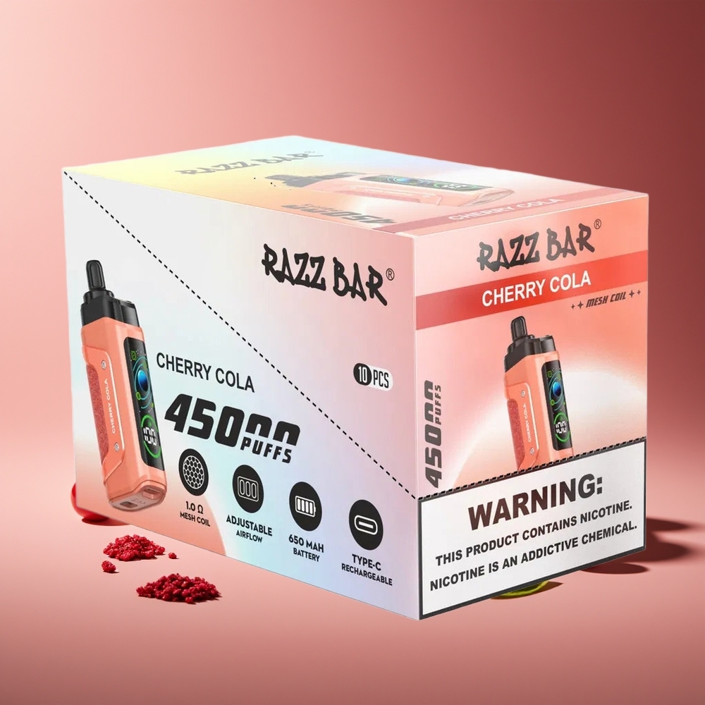 Razz Bar 45000 Puffs Malla 1.0 Ohm Ajustable Cereza Cola