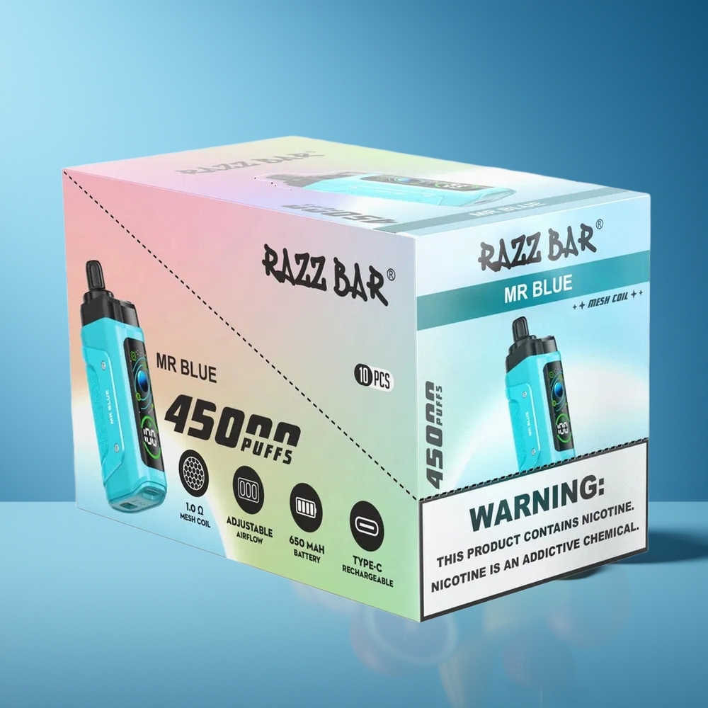 Razz Bar 45000 Puffs Malla Ajustable Recargable Señor Azul