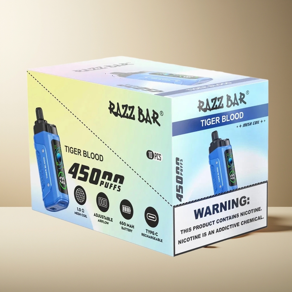 Razz Bar 45000 Puffs Vape Recargable Tipo C Sangre de Tigre