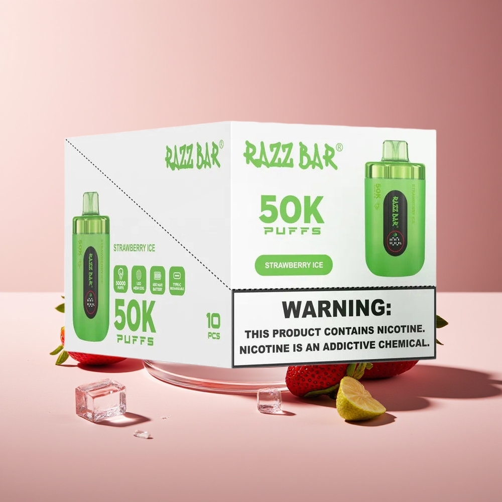 Razz Bar 50K Bocadas Recargable Tipo-C Fresa Hielo