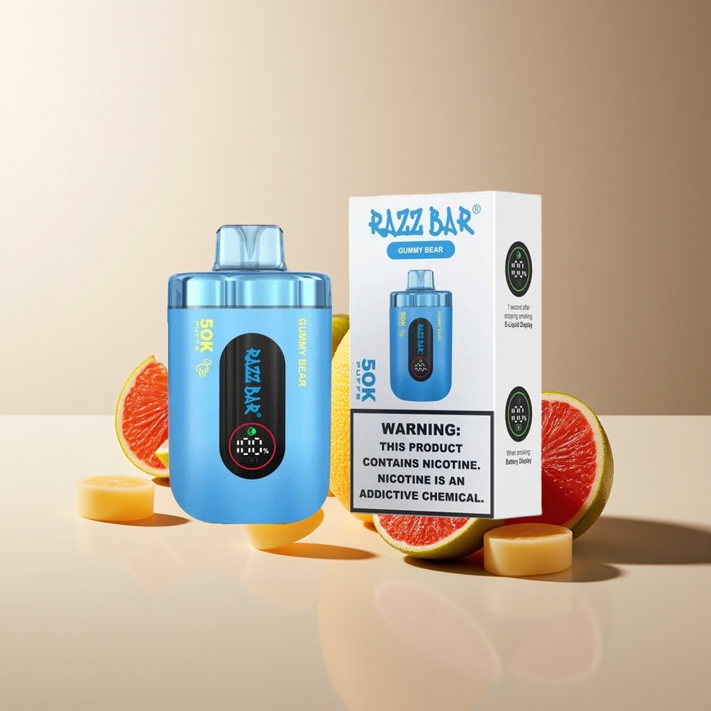 Razz Bar 50K Bocadas Vape Desechable Recargable Tipo-C 2% Nicotina Osito de Goma