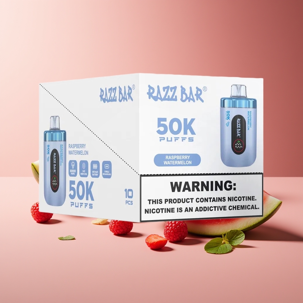 Razz Bar 50K Puffs 1.0 Ohm Recargable Frambuesa Sandía