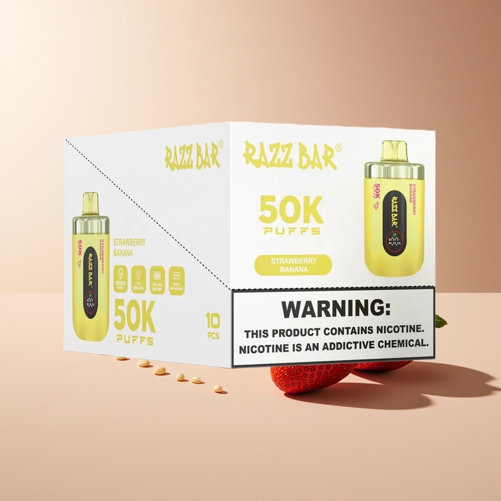 Razz Bar 50K Puffs 1.0 Ohm Recargable Fresa Plátano
