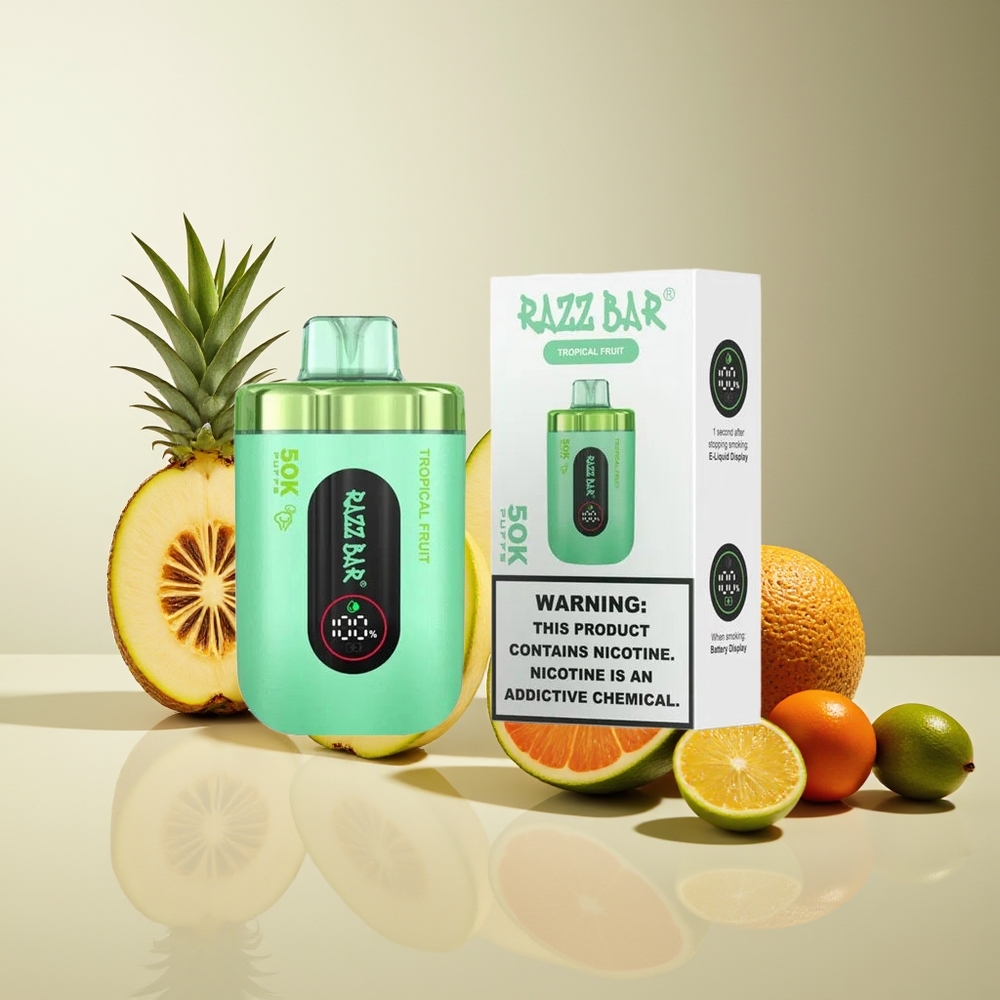 Razz Bar 50K Puffs Recargable Tropical Frutas 1.0 Ohm Malla 650 Mah Tipo-C 2% Nicotina