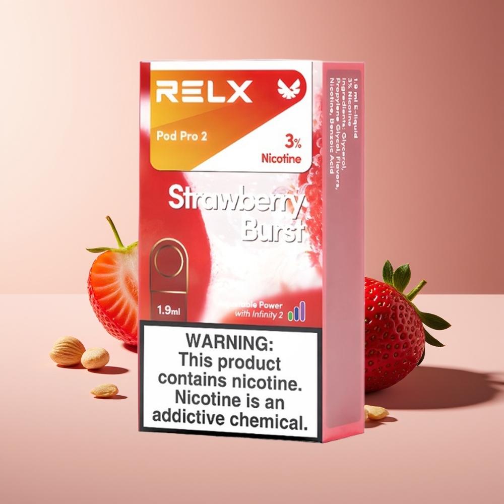 Relx Pod Pro 2 600 Bocanadas 1.9ml 3 Voltajes Fresa Explosiva