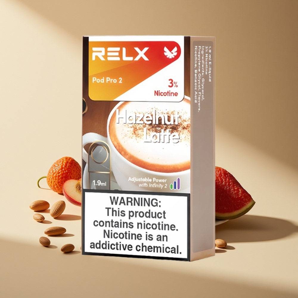 Relx Pod Pro 2 600 Caladas 1.9ml 3 Modos Avellana Latte