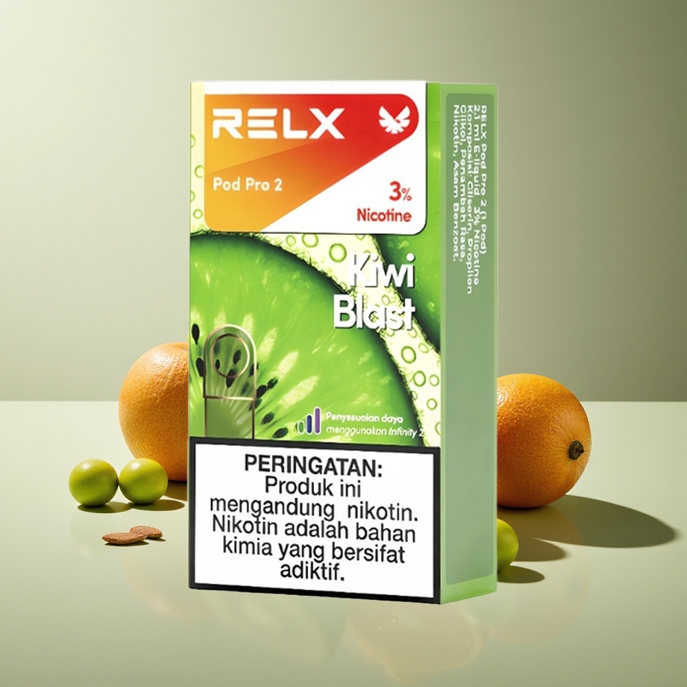 Relx Pod Pro 2 600 Caladas 1.9ml 3 Voltajes Modo Eco (5.5W) Modo Suave (6.5W) Modo Potente (8W) Explosión de Kiwi