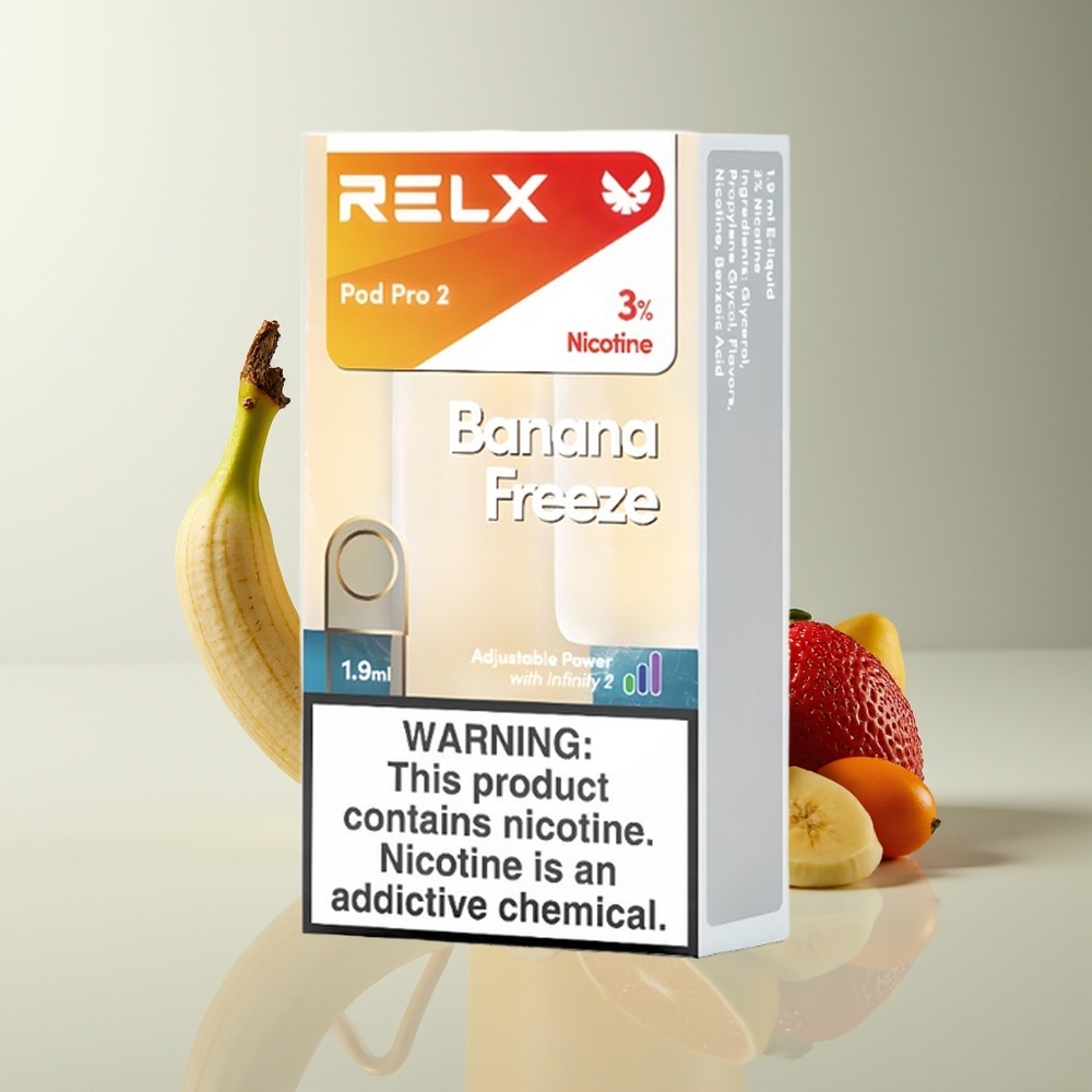Relx Pod Pro 2 600 Caladas 1.9ml 3 Voltajes Plátano Helado