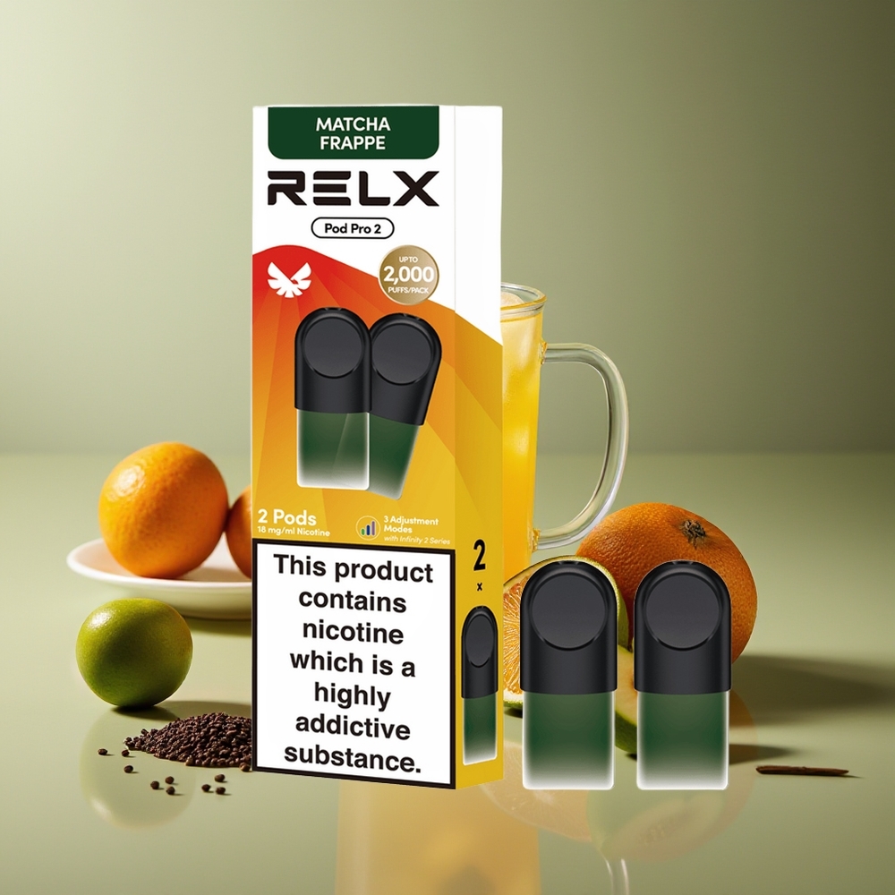 Relx Pod Pro 2 600 Puffs 1.9ml 3 Modos Eco/Smooth/Boost Té-Matcha Frappé